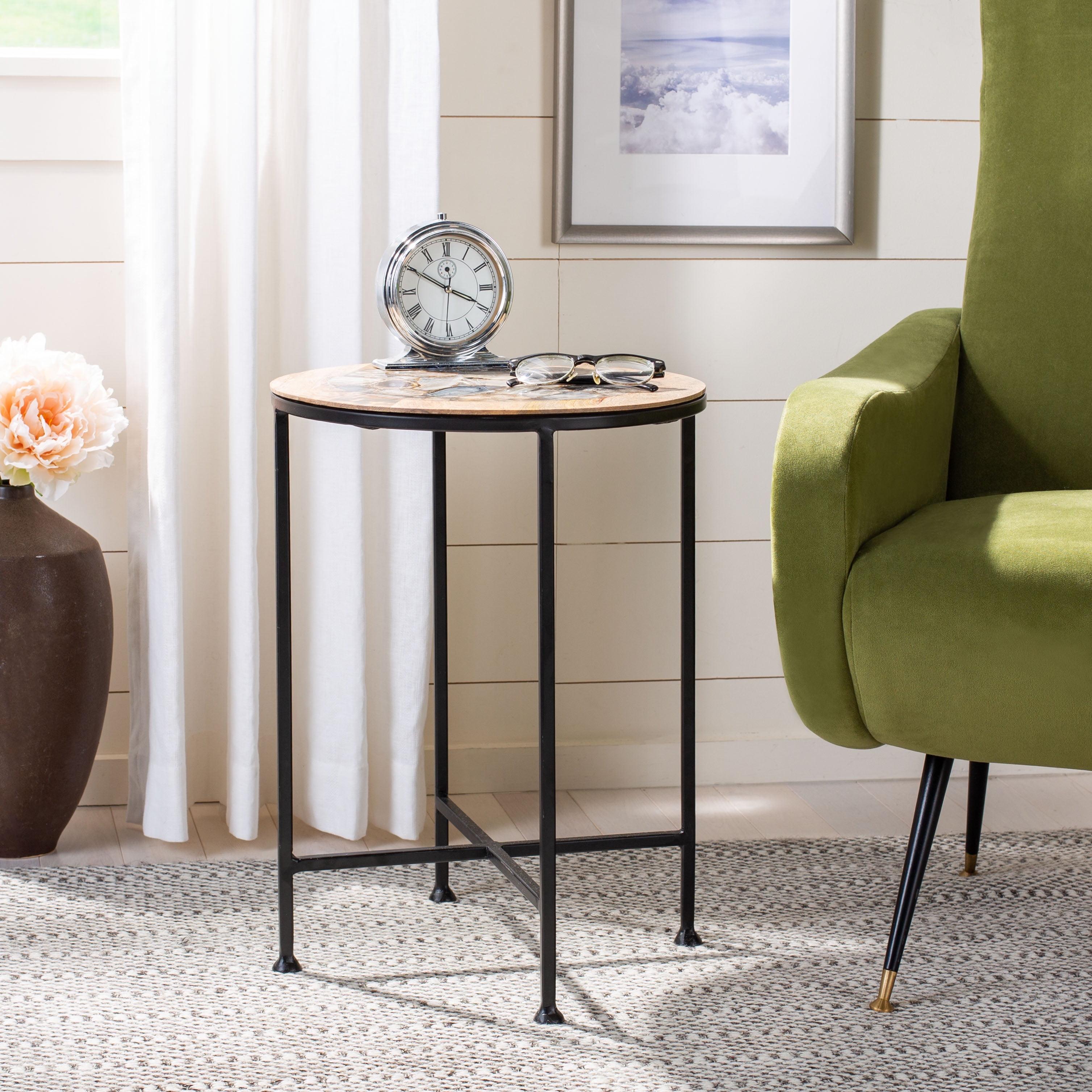 Lumi Agate Accent Table - Multi Color Black Agate/Natural/Black Legs - Safavieh.