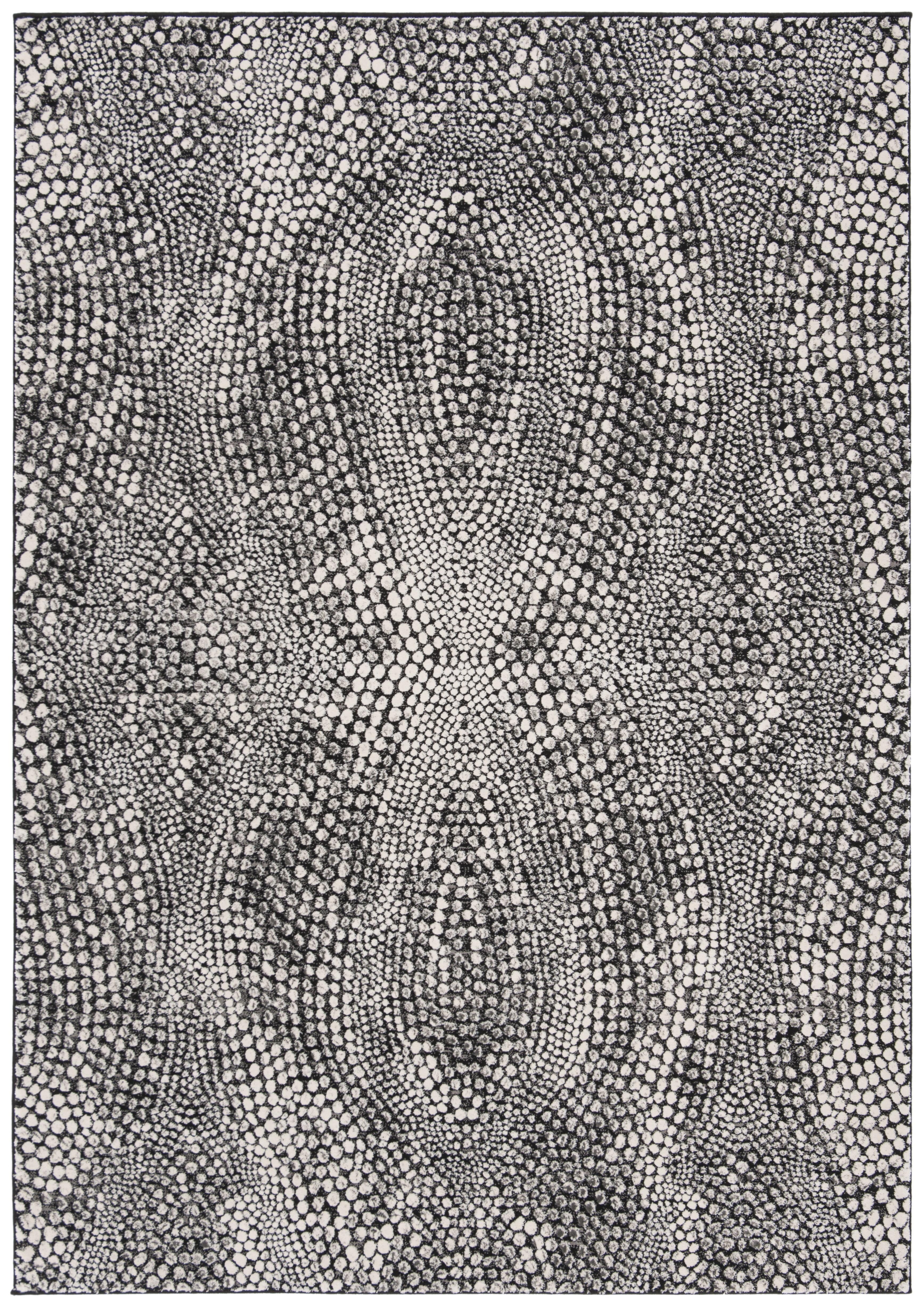 Gray Abstract High Pile Synthetic Area Rug