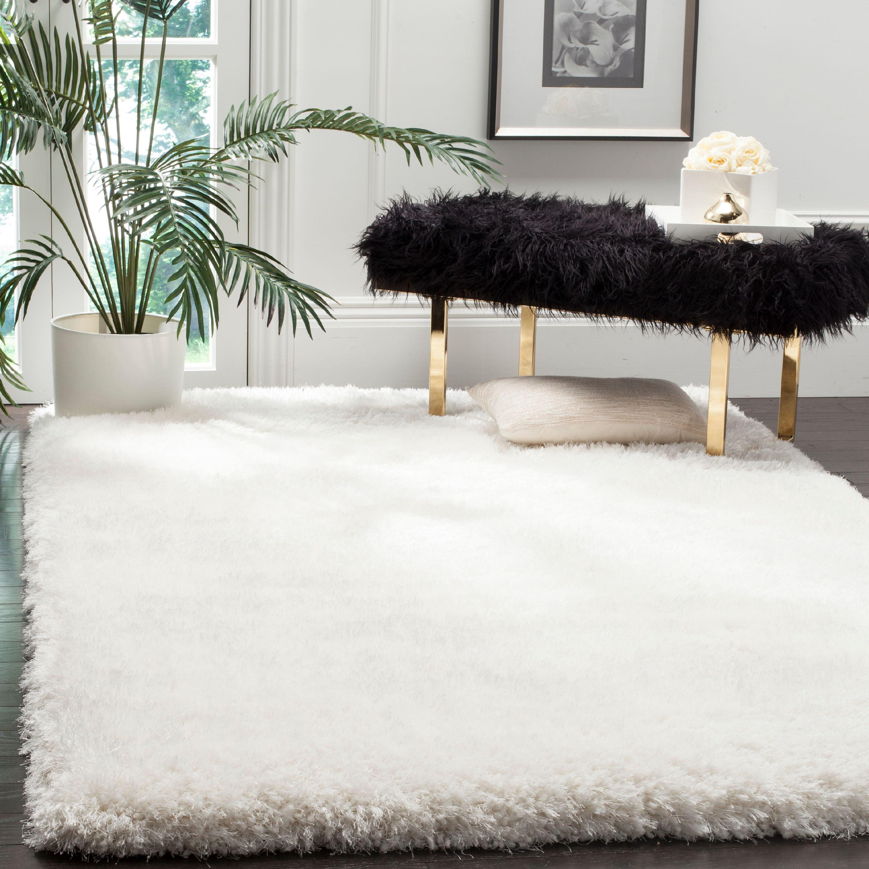 Luxe Shag SGX160 Hand Tufted Indoor Area Rug - Ivory - 6'x6' - Safavieh