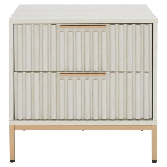 Lylia 2 Drawer Floating Nightstand - NST9615 - Bleached White/Gold - Safavieh