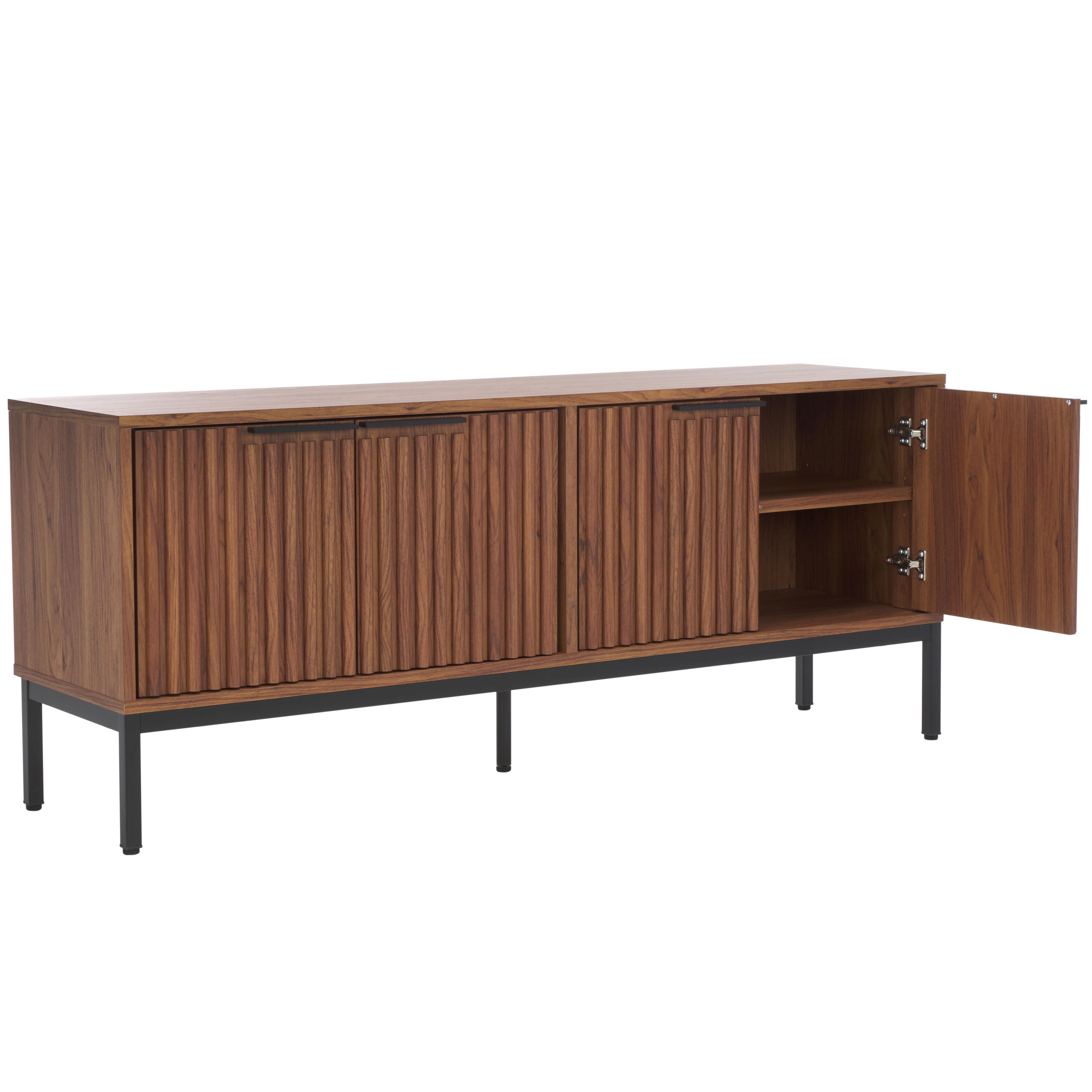 Lylia 4 Door Media Stand - MED9623 - Walnut/Black - Safavieh
