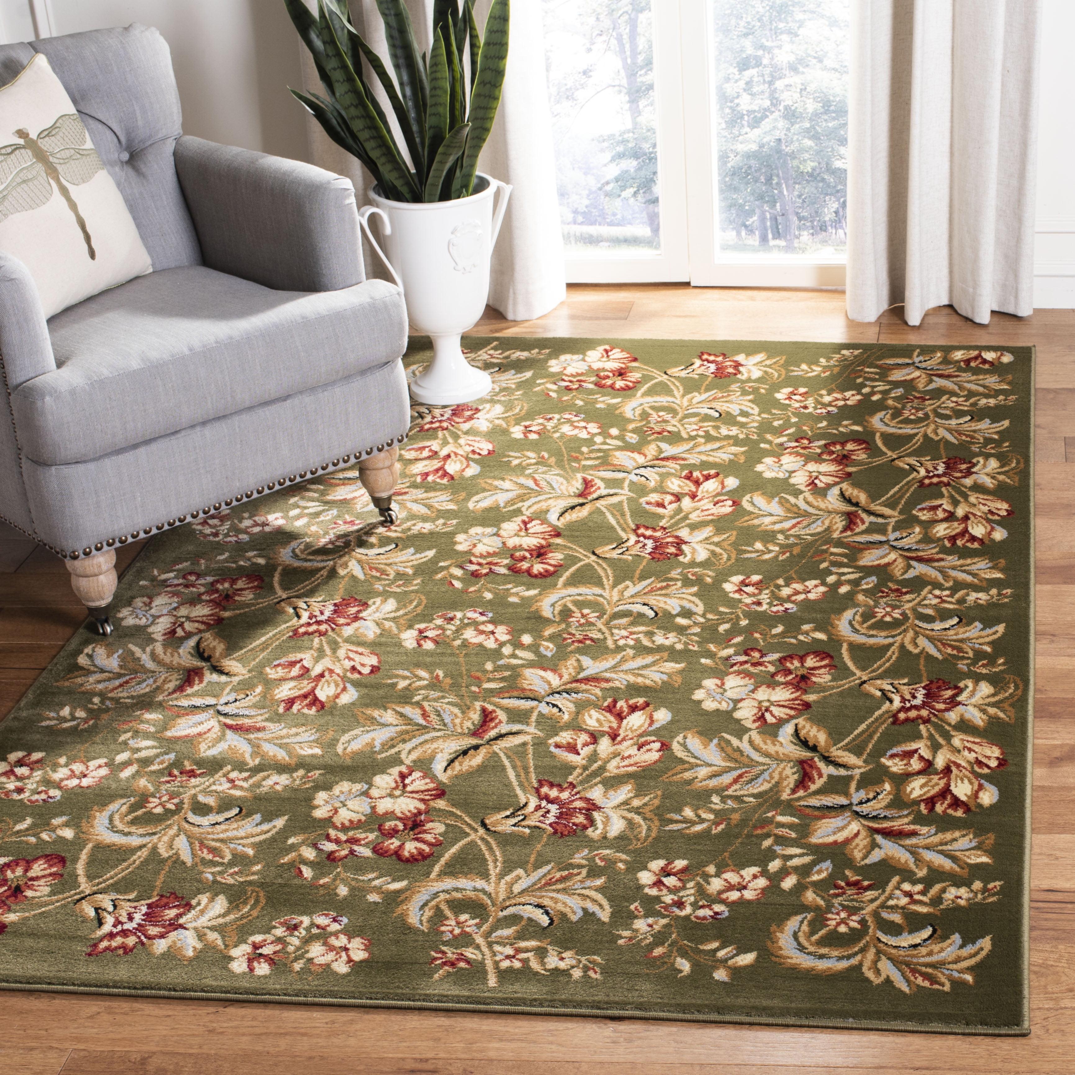 Sage Floral 9' x 12' Stain-Resistant Synthetic Area Rug