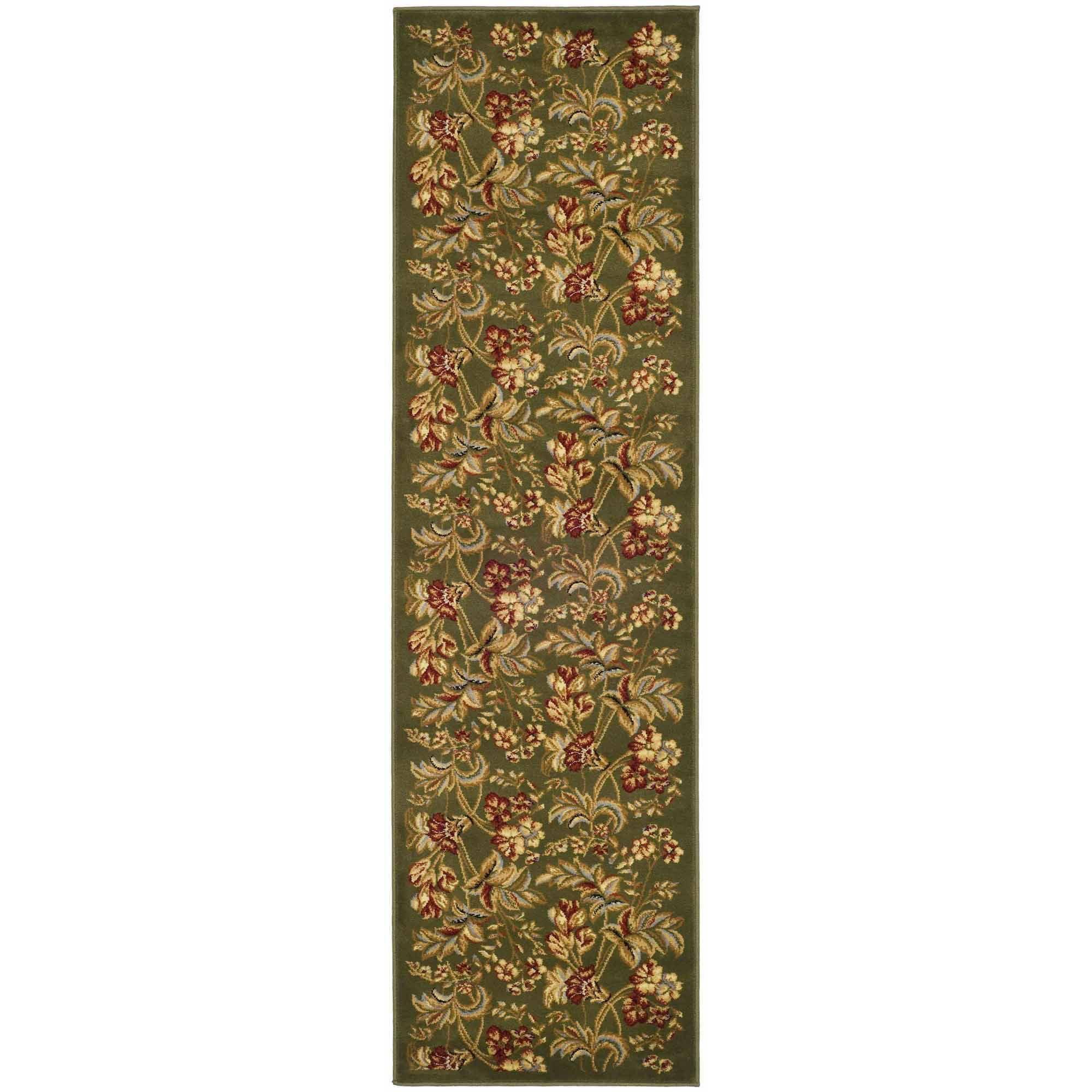 Lyndhurst Sage Floral Synthetic Runner Rug 2'3" x 8'