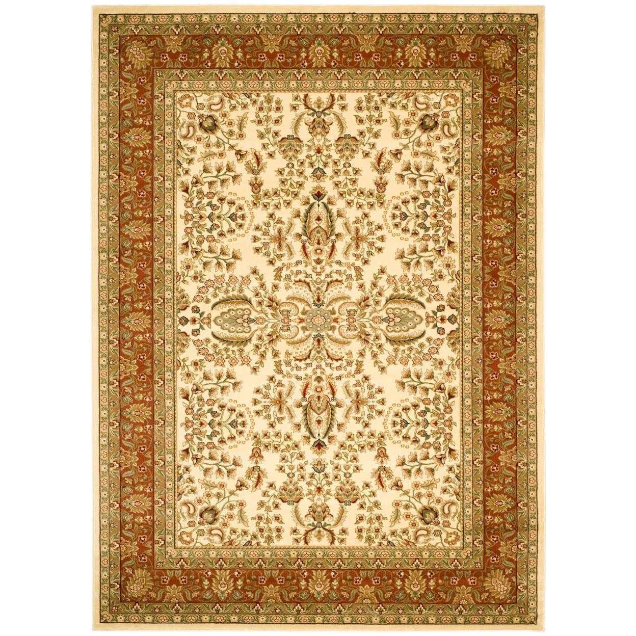 Ivory and Rust Floral Motif 10' x 14' Synthetic Area Rug