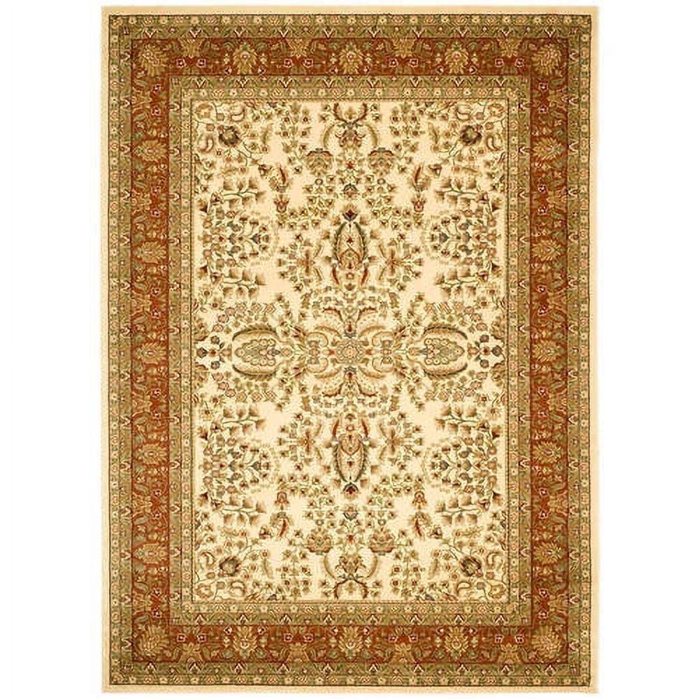 Ivory and Rust Floral Synthetic 4' x 6' Reversible Area Rug