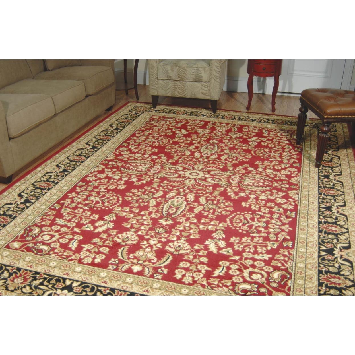 SAFAVIEH Lyndhurst Elizabeth Traditional Floral Area Rug, Red/Black, 12' x 18'