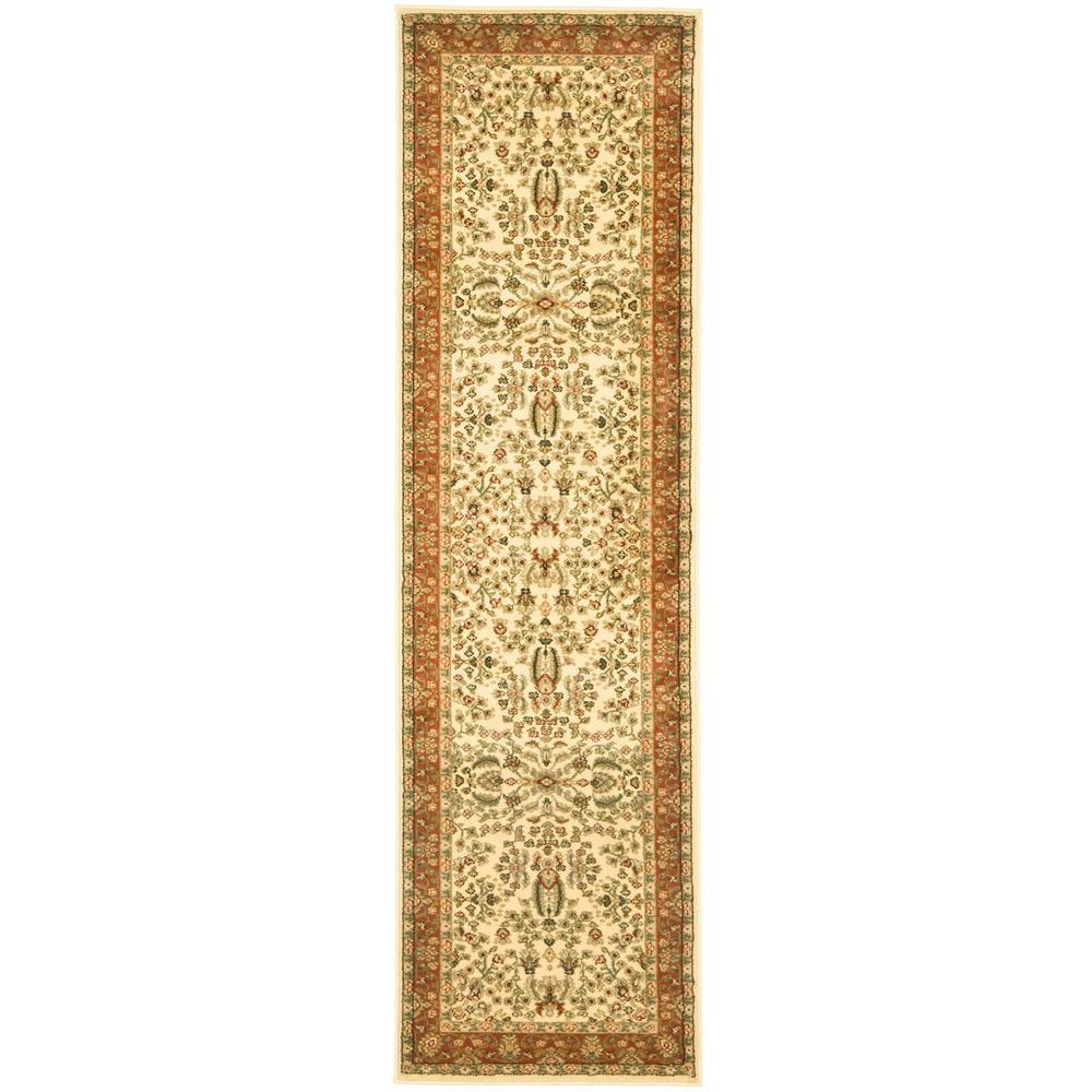 Lyndhurst LNH212 Power Loomed Runner Rug - Ivory/Rust - 2'3"x8' - Safavieh
