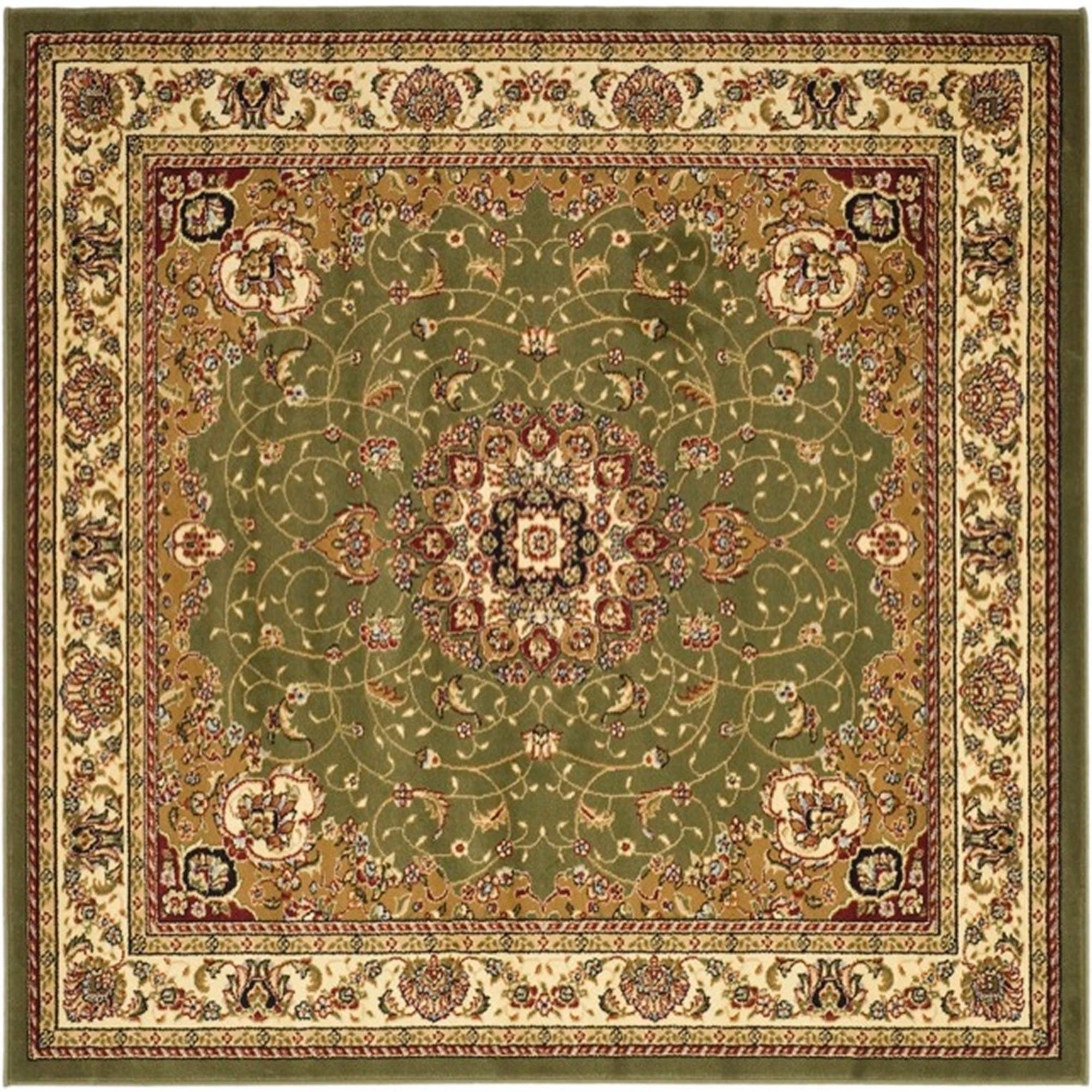 Sage and Ivory Traditional Square Area Rug, 10' x 10'