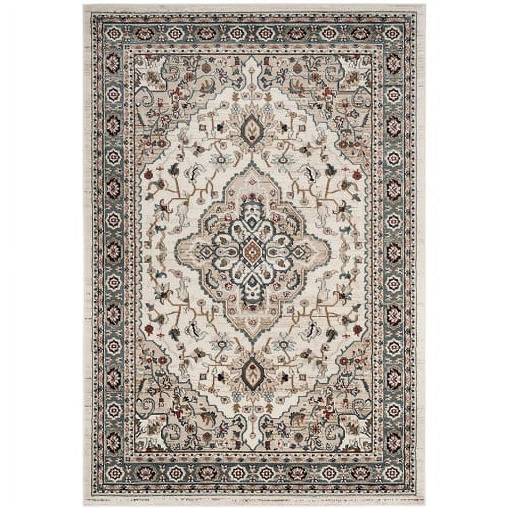 Elegant Cream Floral 4' x 6' Synthetic Easy Care Area Rug