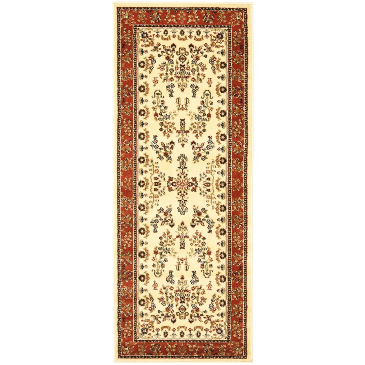 Lyndhurst Sarouk LNH331 Power Loomed Area Rug - Ivory/Rust - 8'x11' - Safavieh