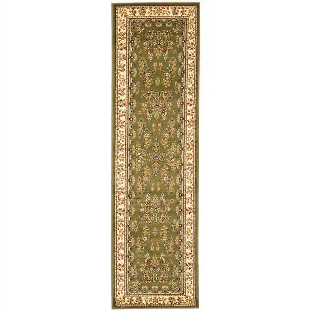 Sage and Ivory Floral Synthetic Runner Rug