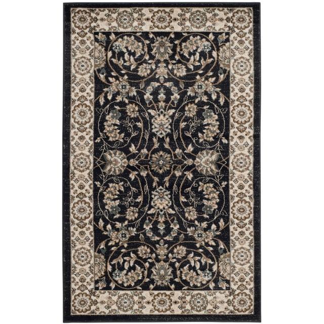 Lyndhurst LNH340 Power Loomed Accent Rug - Anthracite/Cream - 3'3"x5'3" - Safavieh