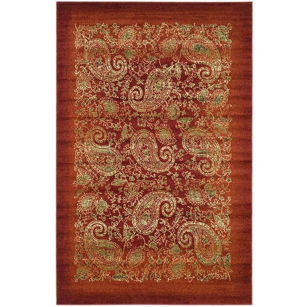 Red and Multi Paisley Synthetic 6' x 9' Area Rug