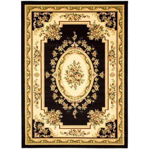 Lyndhurst LNH218 Power Loomed Area Rug - Black/Ivory - 5'3"x7'6" - Safavieh