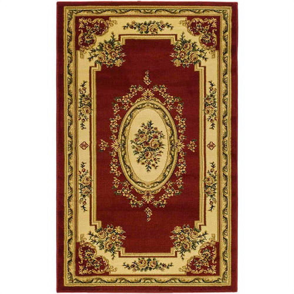 Red and Ivory Synthetic Safavid Style Area Rug