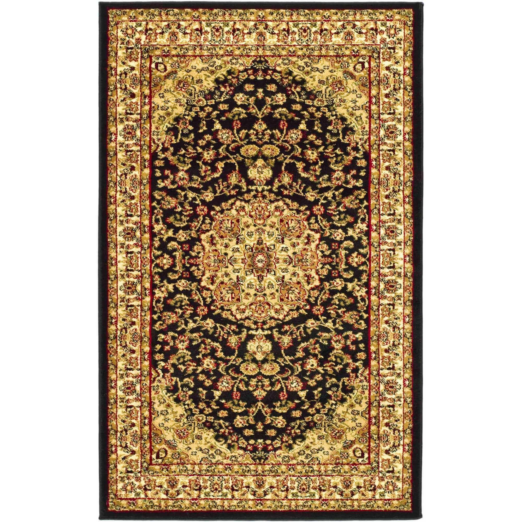 Lyndhurst LNH222 Power Loomed Accent Rug - Black/Ivory - 3'3"x5'3" - Safavieh