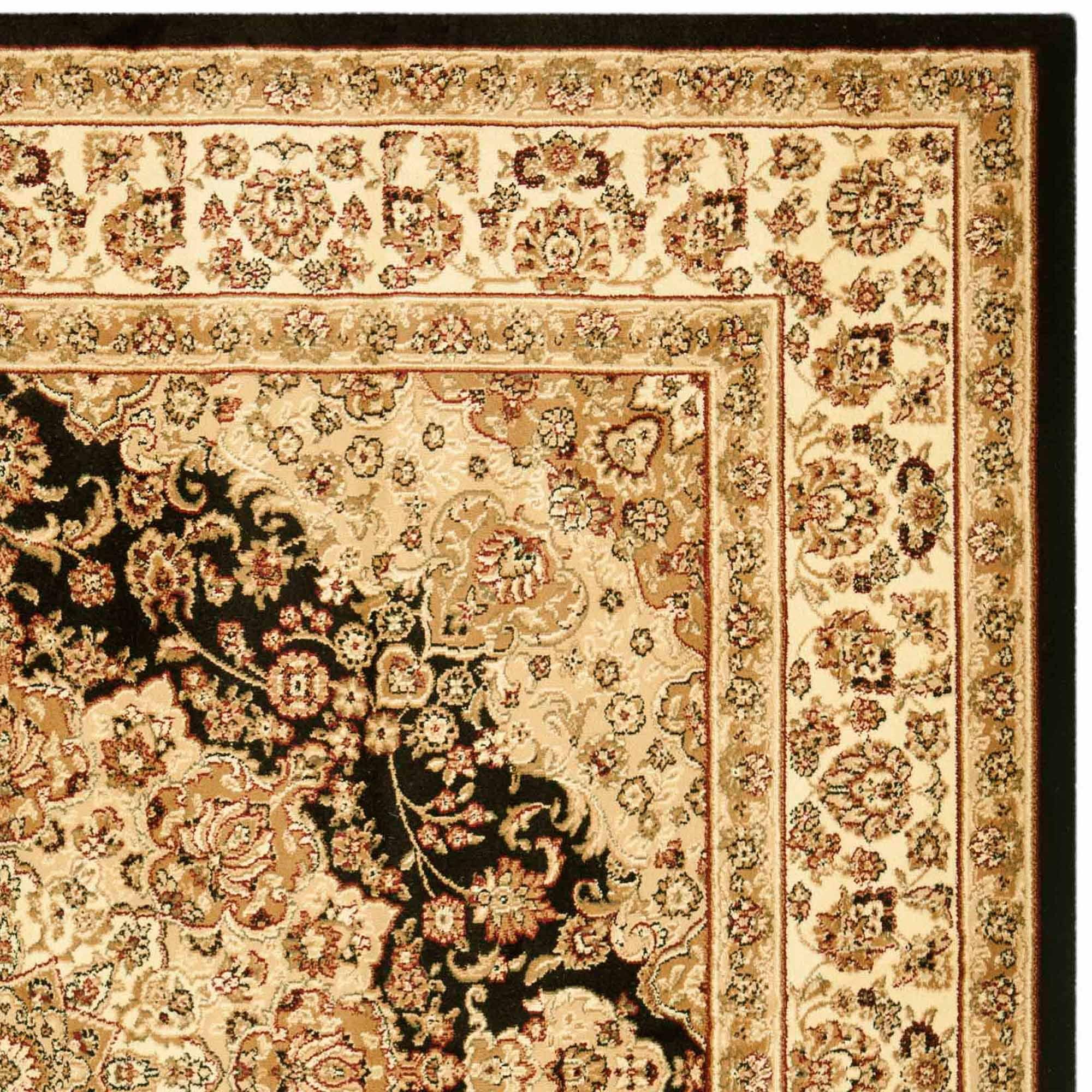 Lyndhurst LNH222 Power Loomed Area Rug - Black/Ivory - 8'x8' - Safavieh