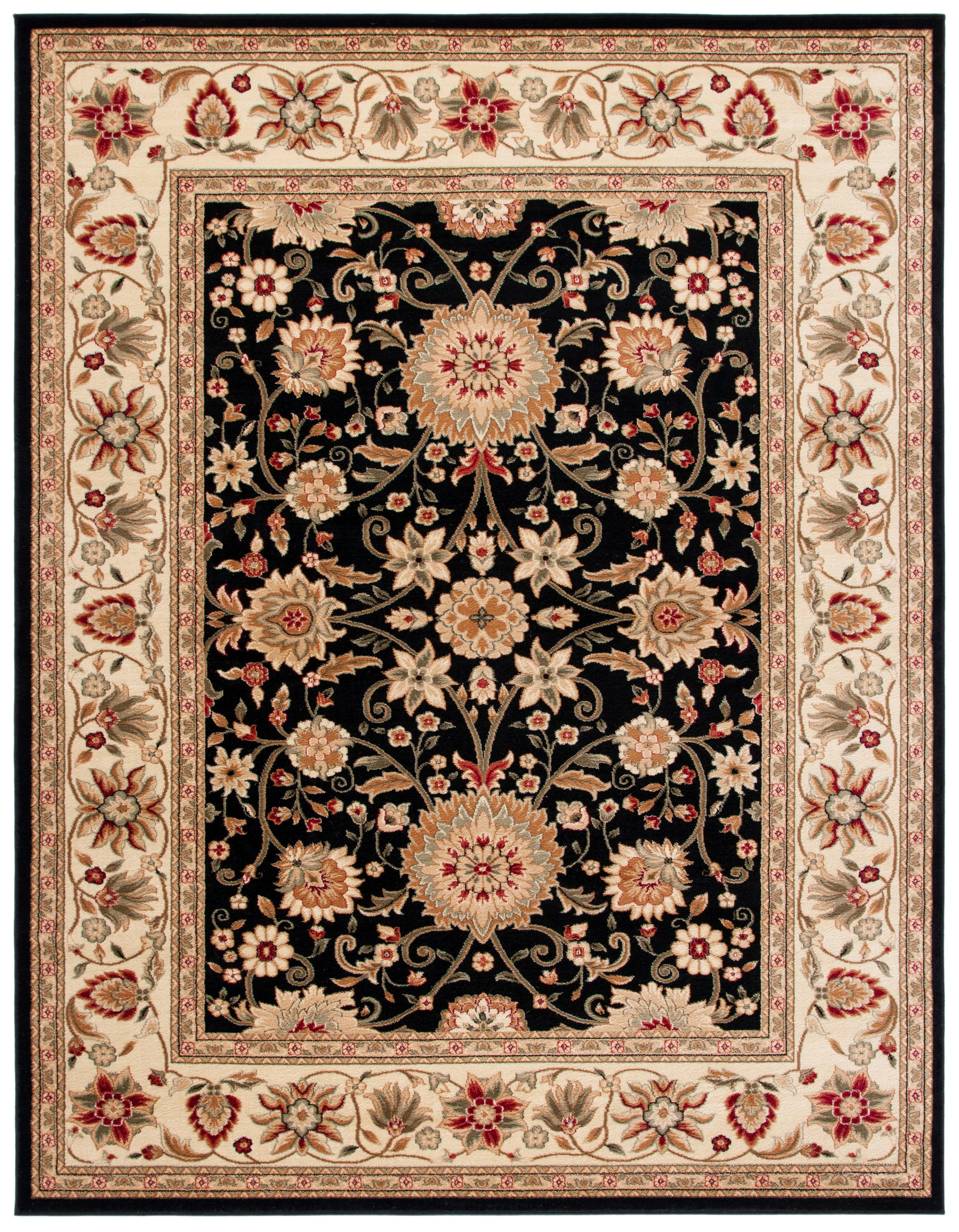 SAFAVIEH Lyndhurst Victoria Floral Area Rug, Black/Ivory, 11' x 15'