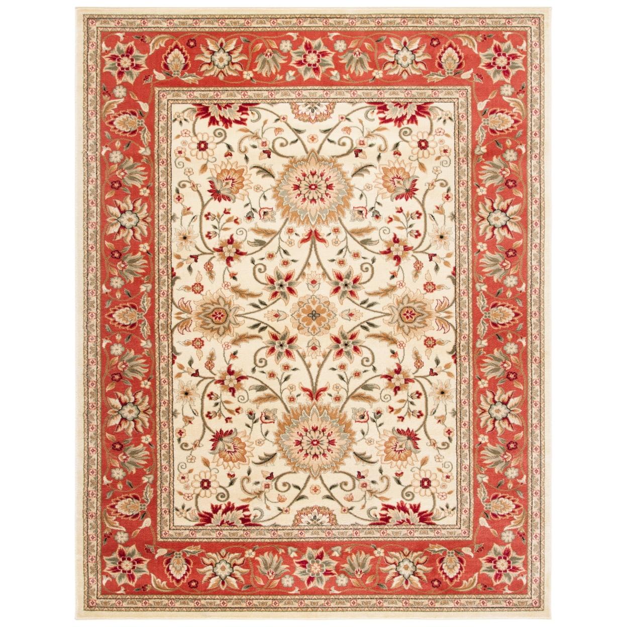 Ivory and Rust Hand-knotted Synthetic 6' x 9' Area Rug