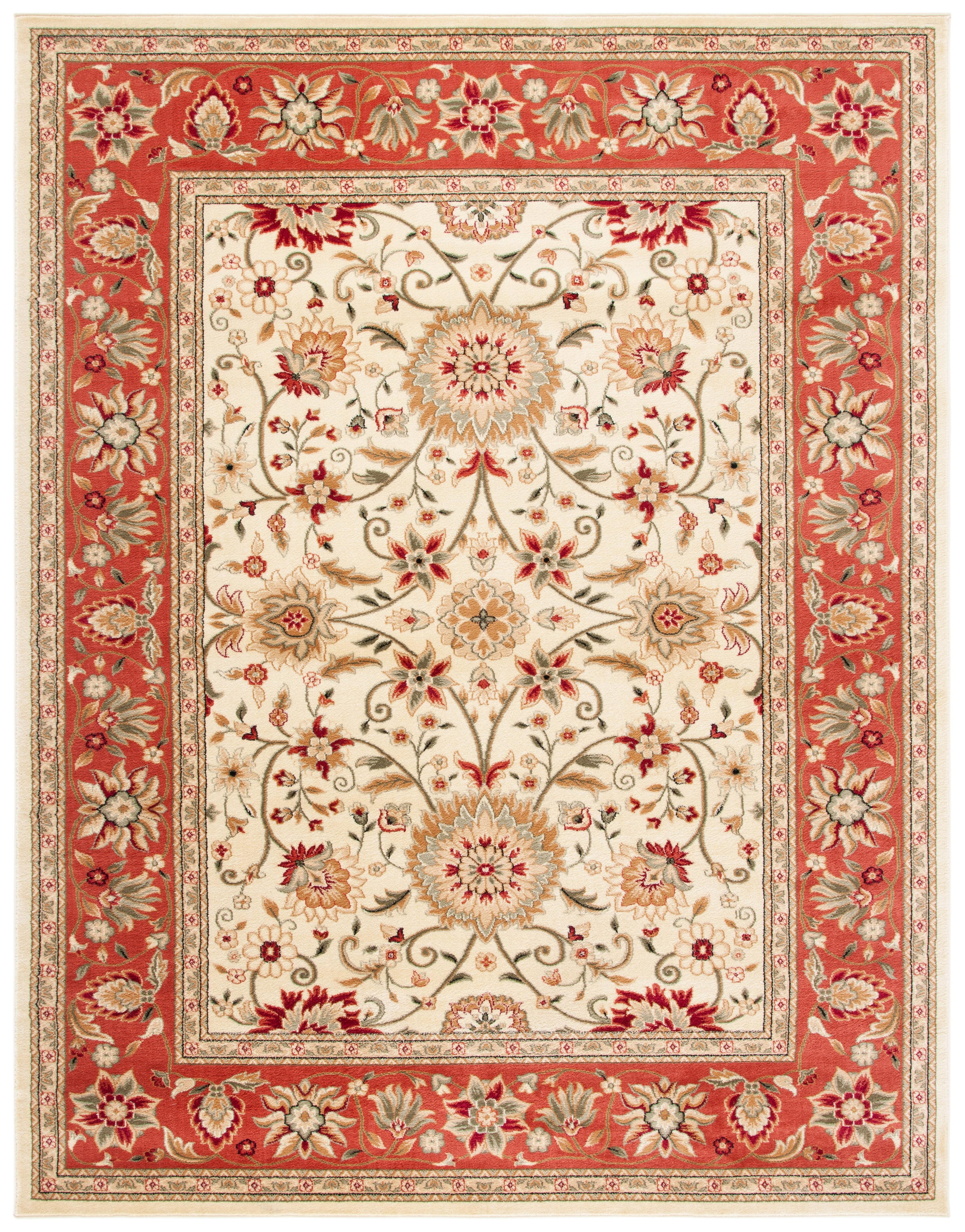 SAFAVIEH Lyndhurst Victoria Floral Area Rug, Ivory/Rust, 8' x 10'