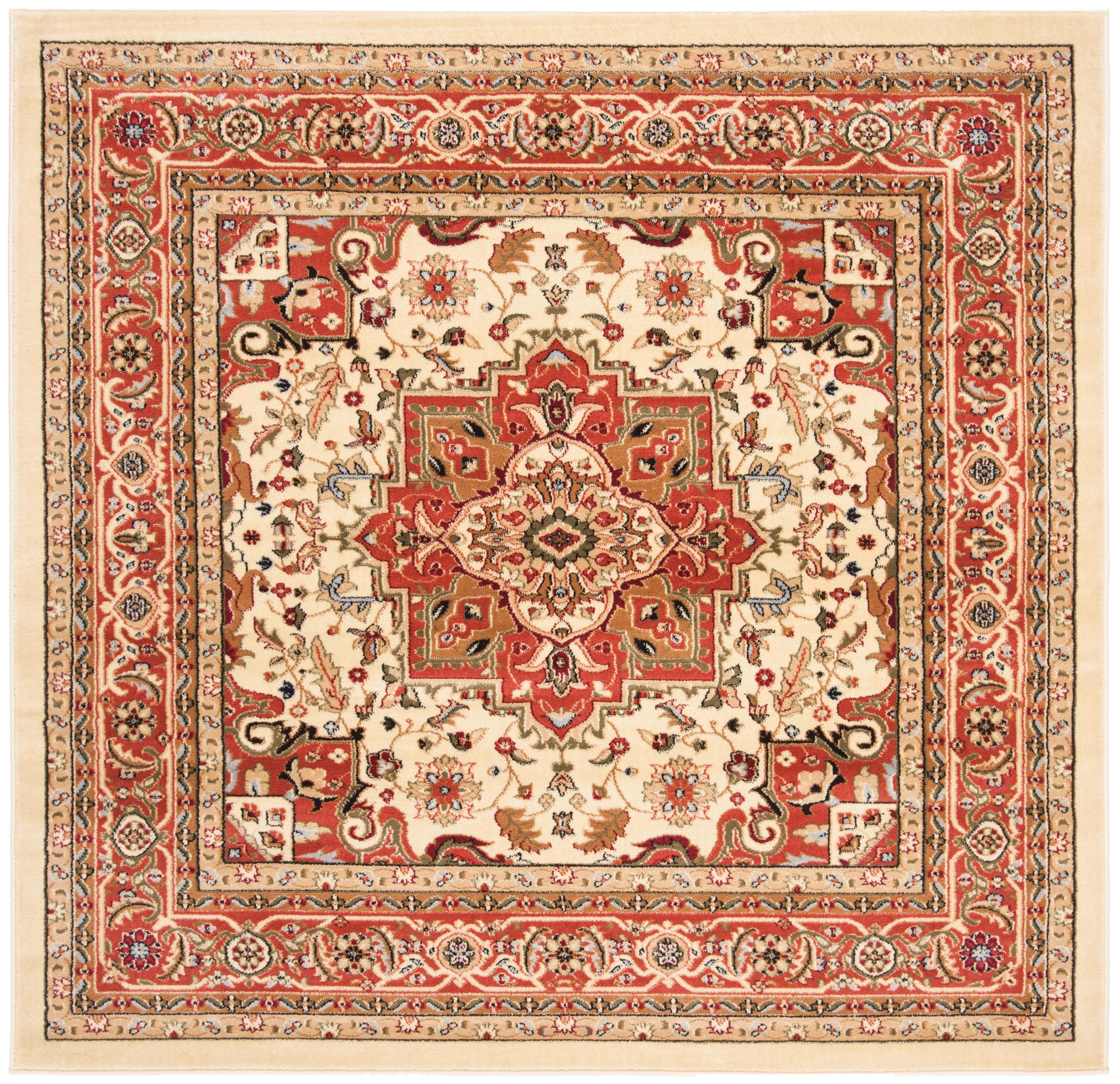 SAFAVIEH Lyndhurst Miranda Floral Area Rug, Ivory/Rust, 5'3" x 5'3" Square