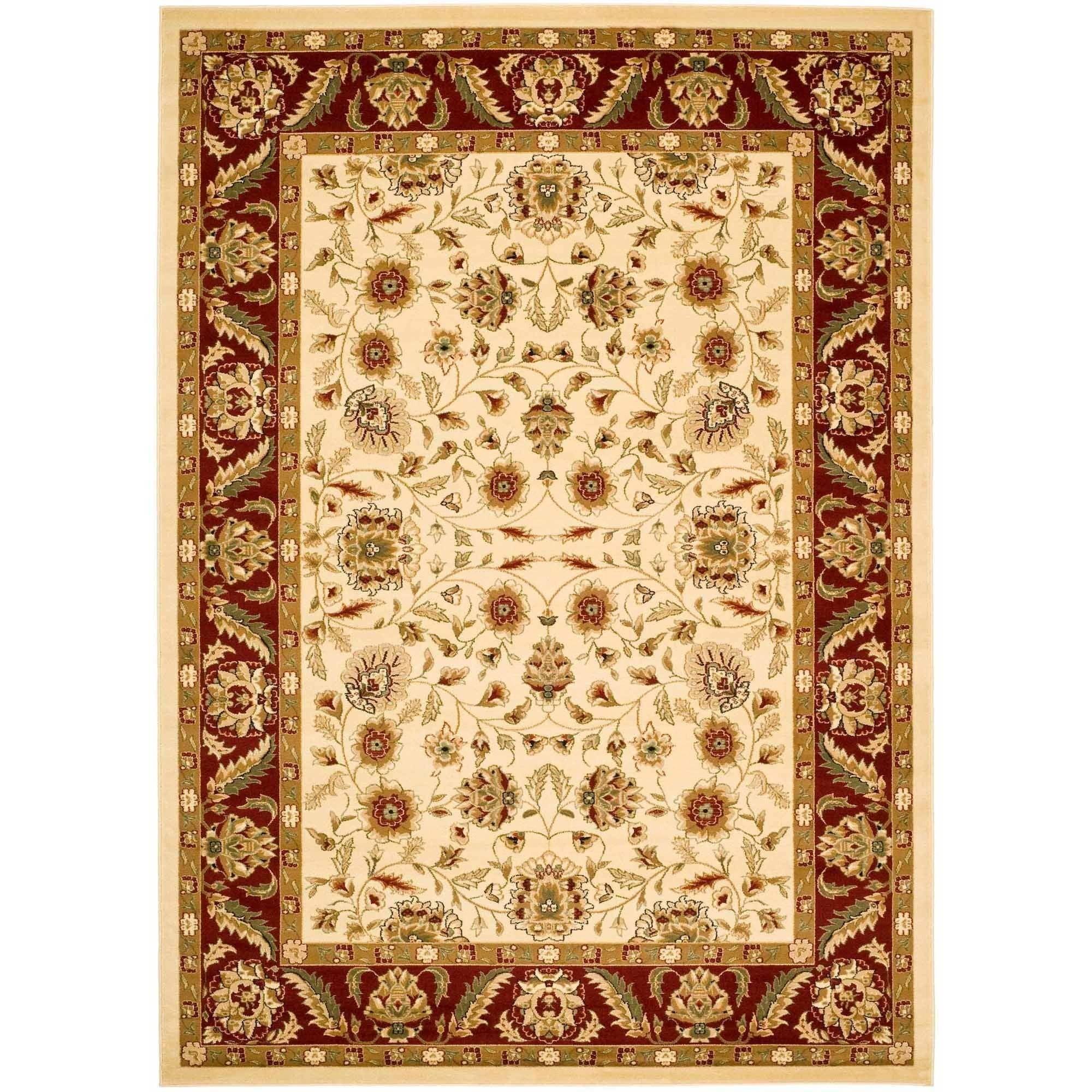 SAFAVIEH Lyndhurst Lillian Traditional Floral Area Rug, Ivory/Red, 5'3" x 7'6"