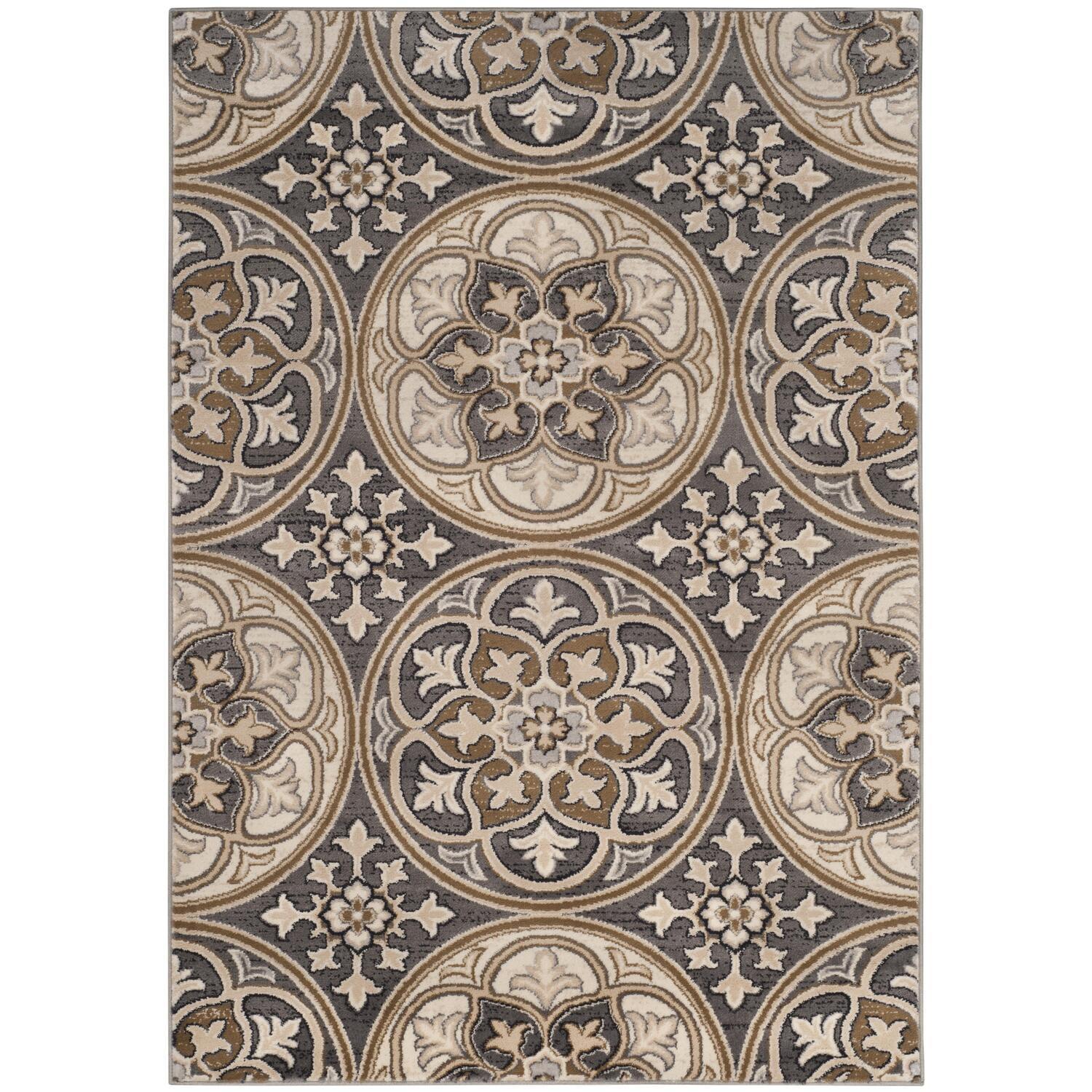 Lyndhurst LNH341 Power Loomed Area Rug - Light Grey/Beige - 5'3"x7'6" - Safavieh