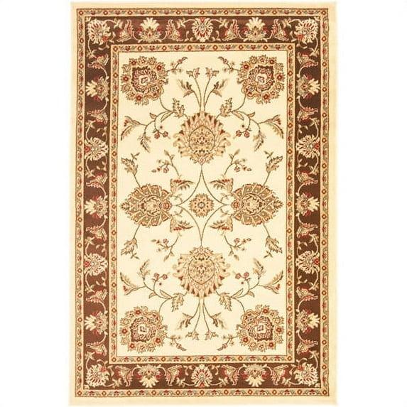 Lyndhurst LNH555 Power Loomed Area Rug - Ivory/Brown - 6'7"x9'6" - Safavieh