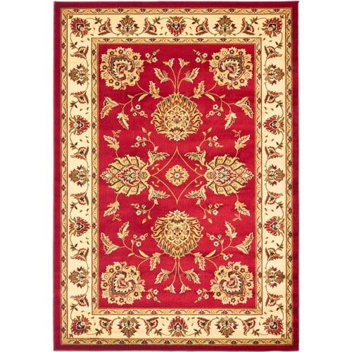 Lyndhurst LNH555 Power Loomed Area Rug - Red/Ivory - 6'7"x9'6" - Safavieh