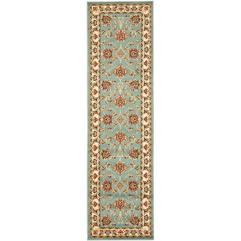 Lyndhurst Blue and Ivory Floral Border Runner Rug