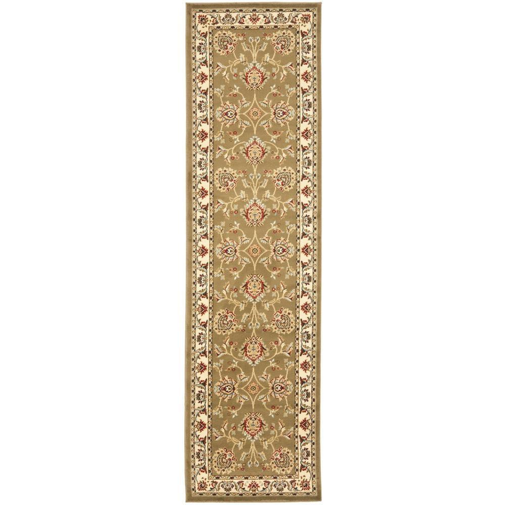 Lyndhurst LNH555 Power Loomed Runner Rug - Green/Ivory - 2'3"x16' - Safavieh