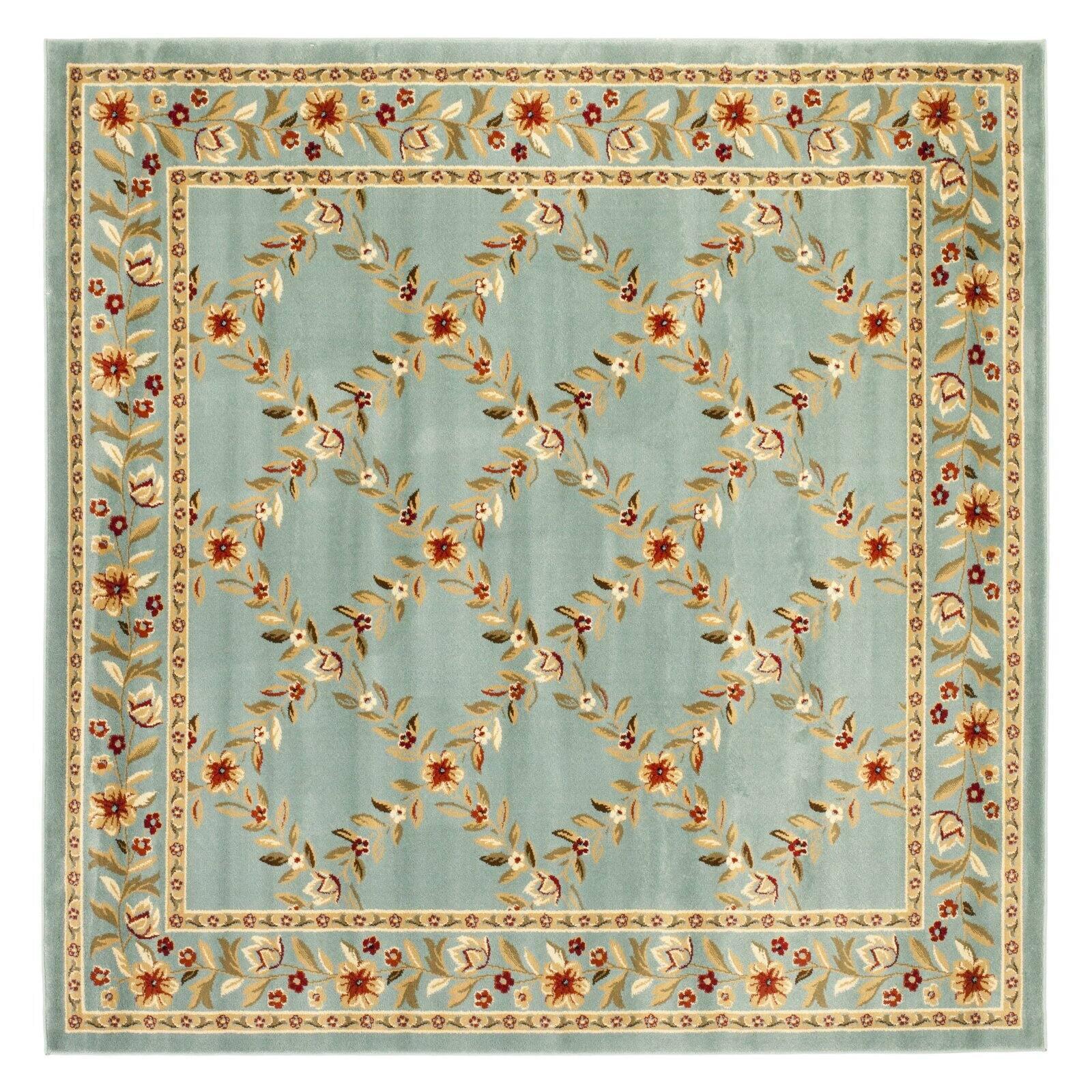 Lyndhurst LNH557 Power Loomed Area Rug - Blue/Blue - 6'7"x6'7" - Safavieh