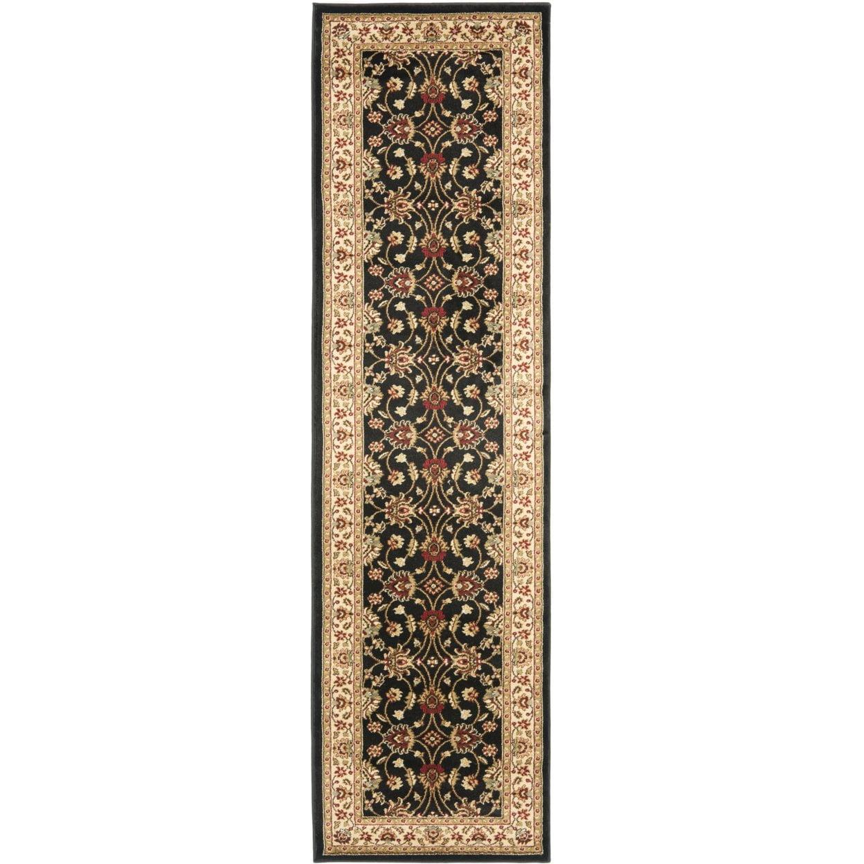 SAFAVIEH Lyndhurst Miah Floral Border Area Rug, Black/Ivory, 6'7" x 6'7" Square