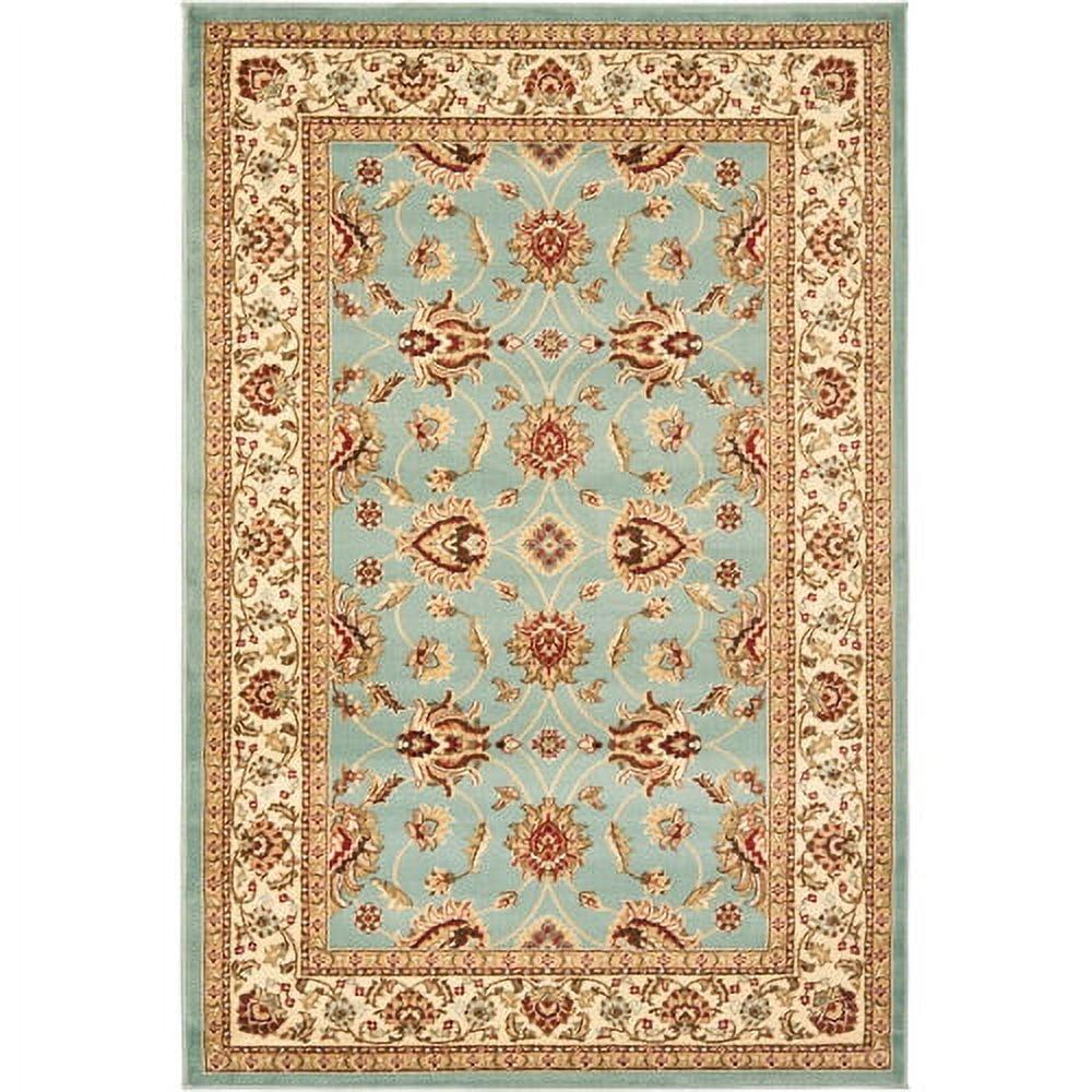 Elegant Blue and Ivory Square Synthetic Area Rug, 6'7" x 6'7"