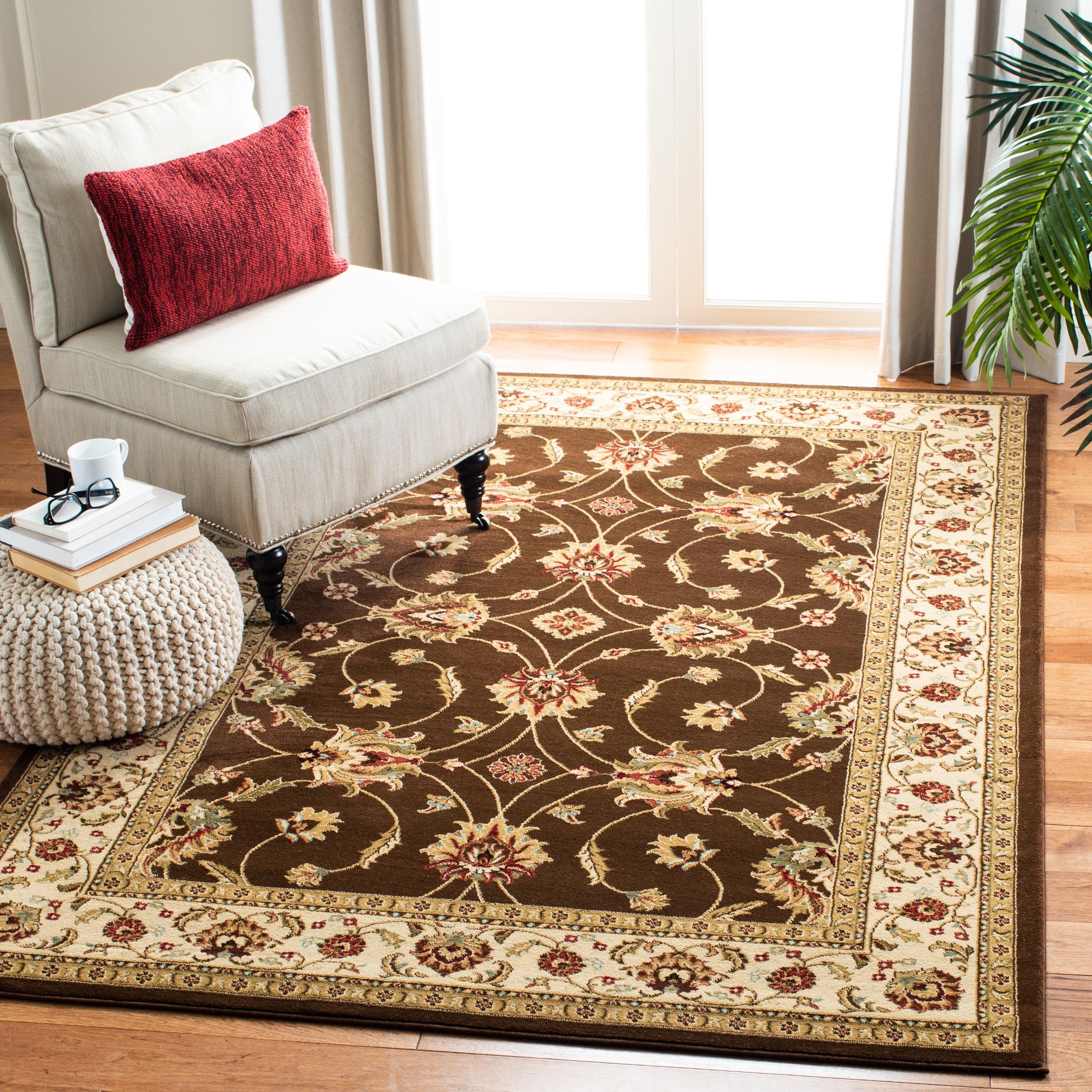 Lyndhurst LNH553 Power Loomed Area Rug - Brown/Ivory - 8'x11' - Safavieh