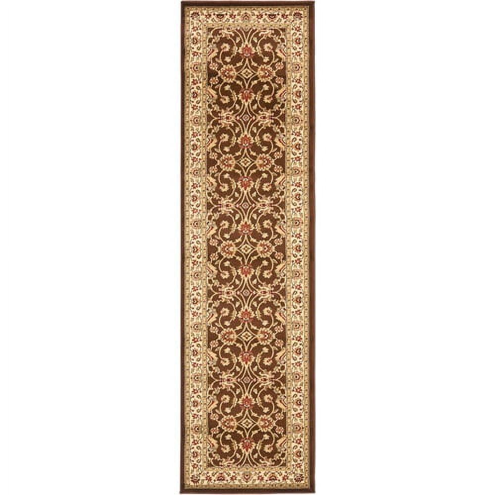 Elegant Ivory and Brown Traditional Runner Rug - 2'3" x 12'