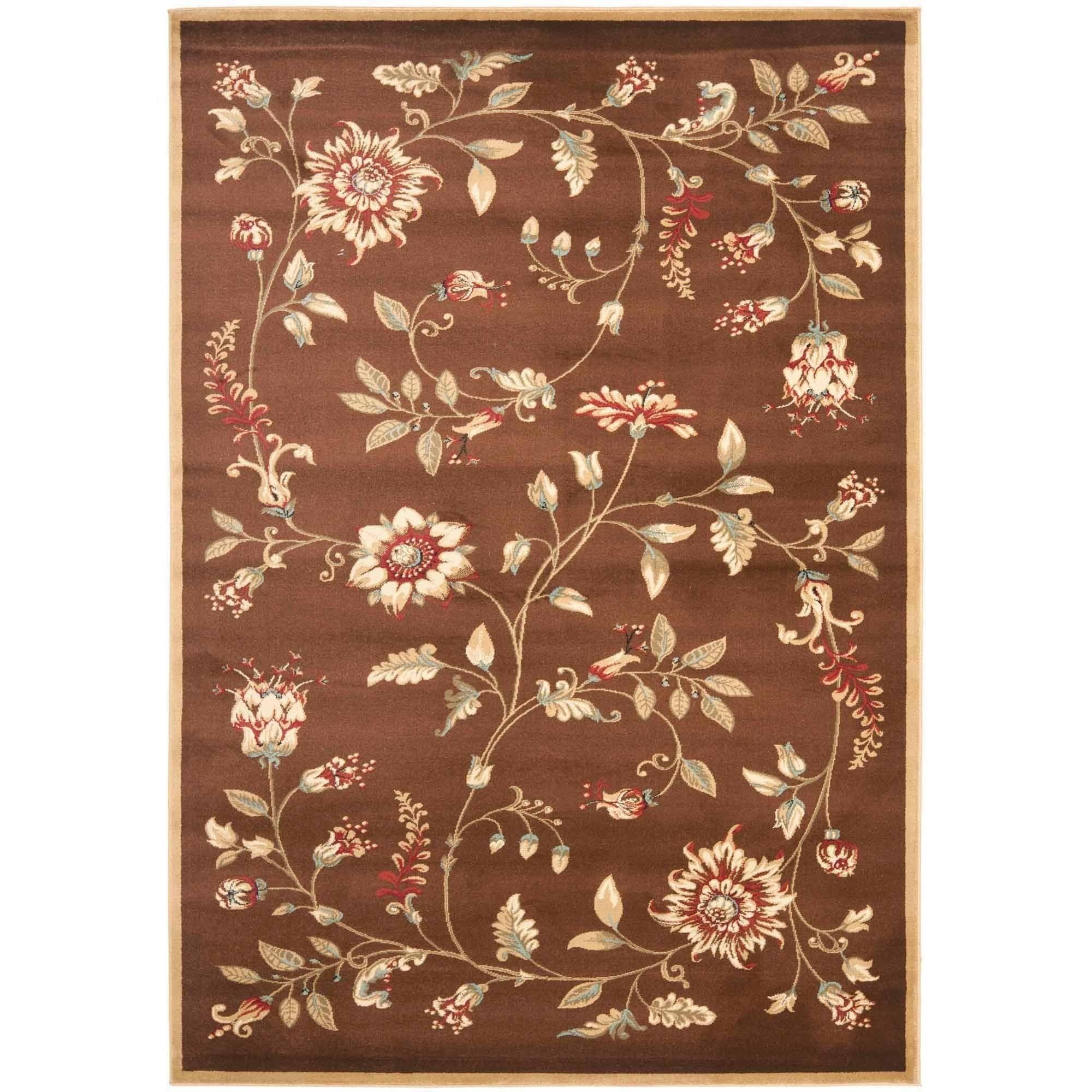 Elegant Blue Floral Hand-Knotted 4' x 6' Synthetic Area Rug