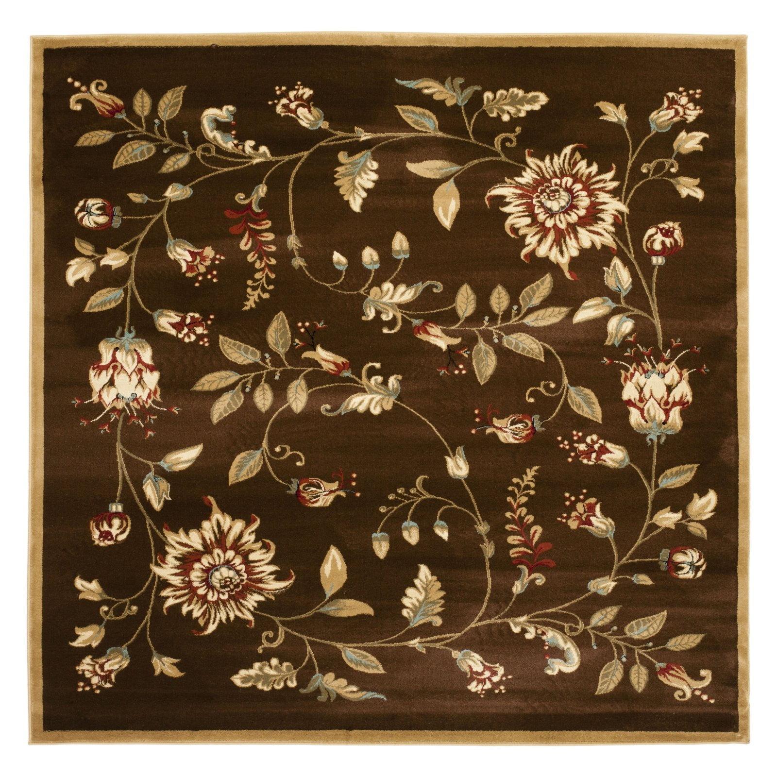Lyndhurst LNH552 Power Loomed Area Rug - Brown/Multi - 6'7"x6'7" - Safavieh