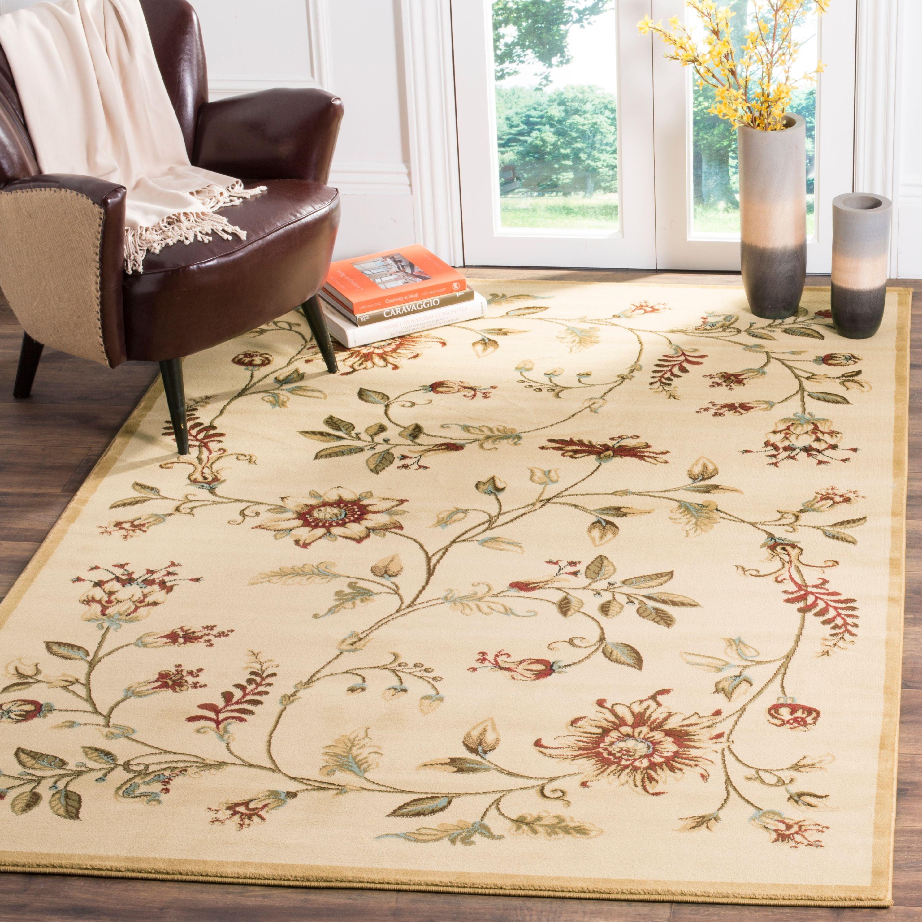 Lyndhurst LNH552 Power Loomed Area Rug - Ivory/Multi - 5'3"x7'6" - Safavieh.