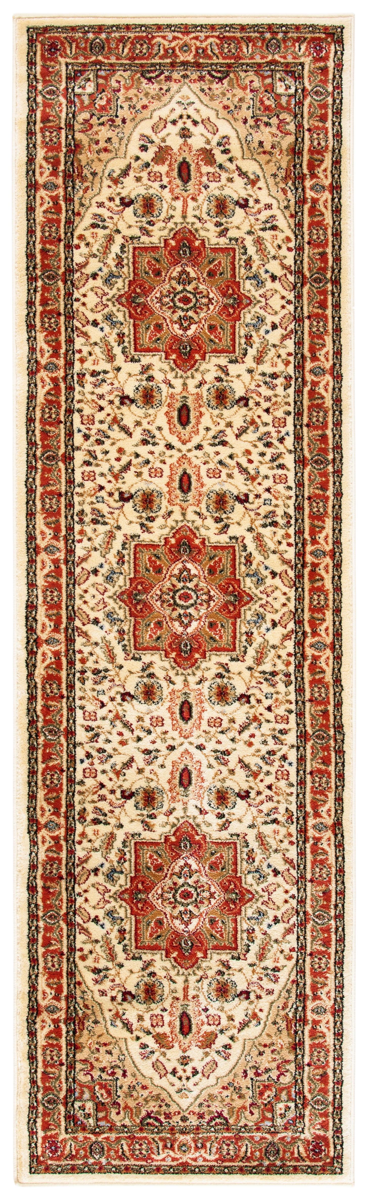 Lyndhurst Heriz LNH330 Power Loomed Runner Rug - Ivory/Rust - 2'3"x16' - Safavieh