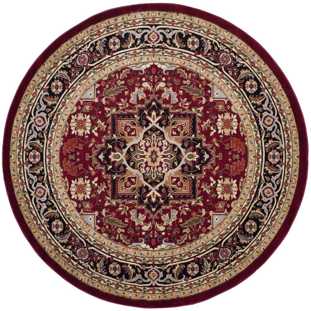 Lyndhurst Heriz LNH330 Power Loomed Area Rug - Red/Black - 8' Round - Safavieh