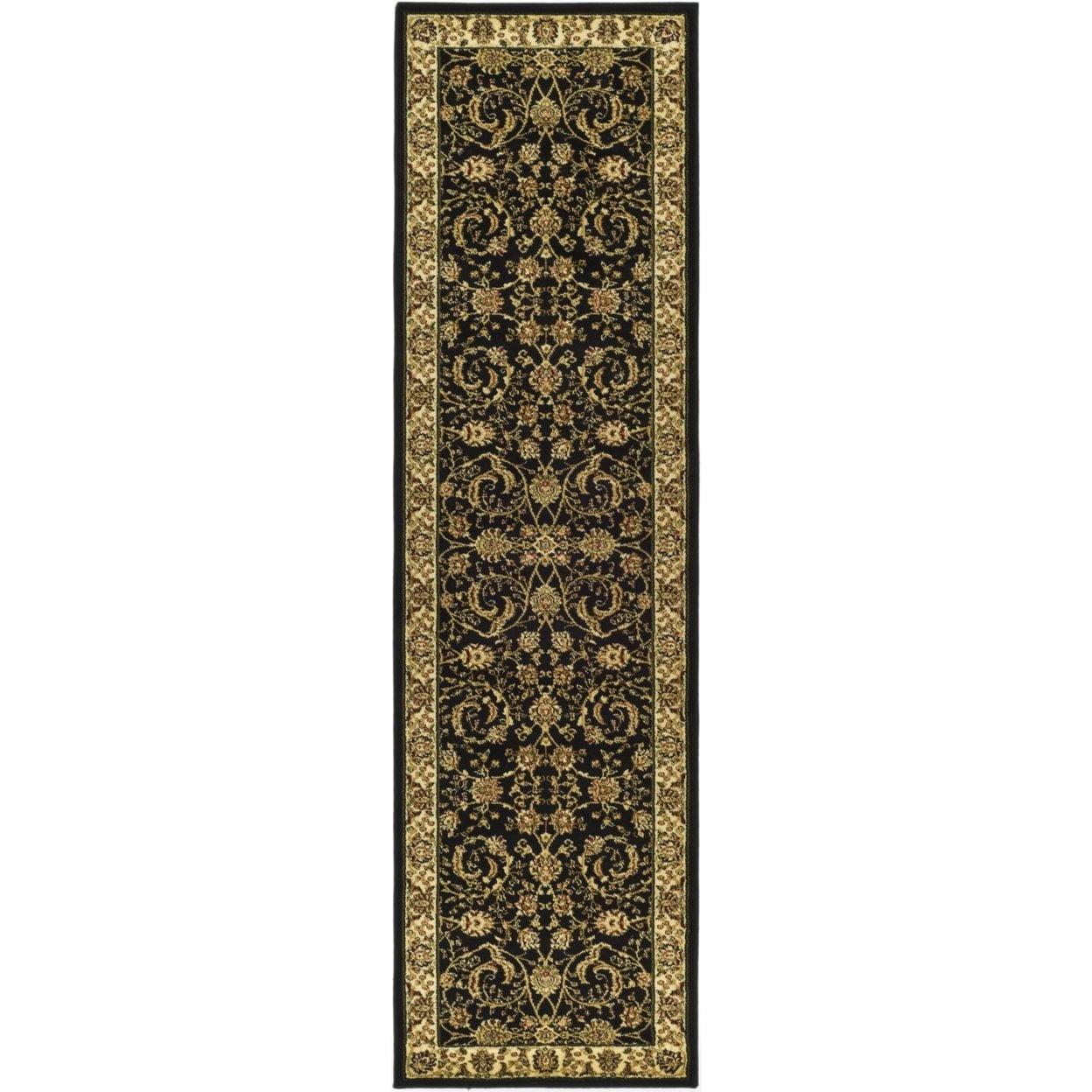 Lyndhurst LNH219 Power Loomed Area Rug - Black/Ivory - 6'x6' - Safavieh