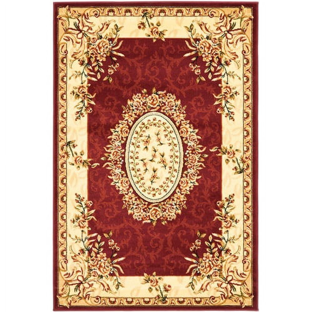 Red and Ivory Floral Synthetic Stain-Resistant Area Rug, 12' x 15'