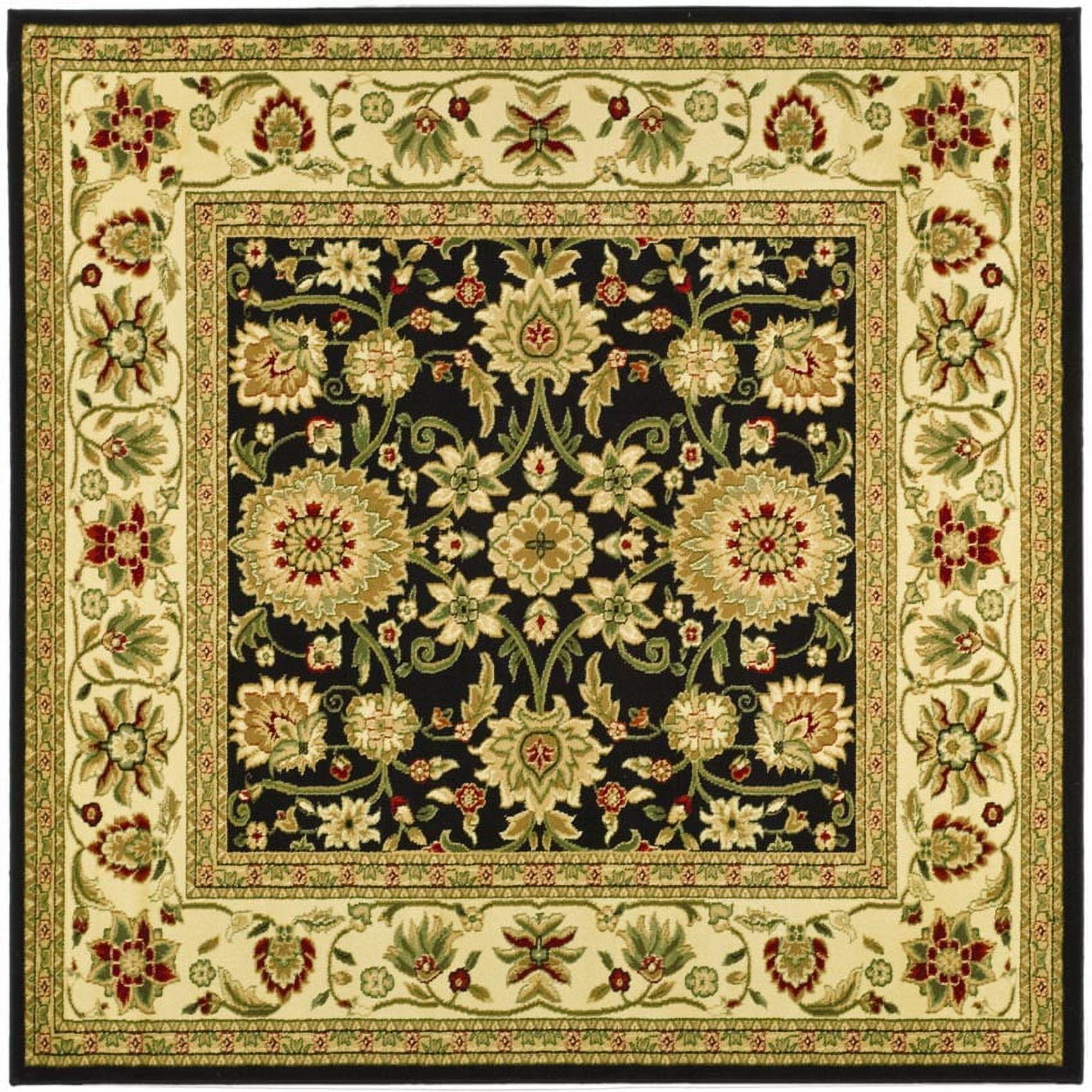Lyndhurst LNH212 Power Loomed Area Rug - Black/Ivory - 5'3"x5'3" - Safavieh
