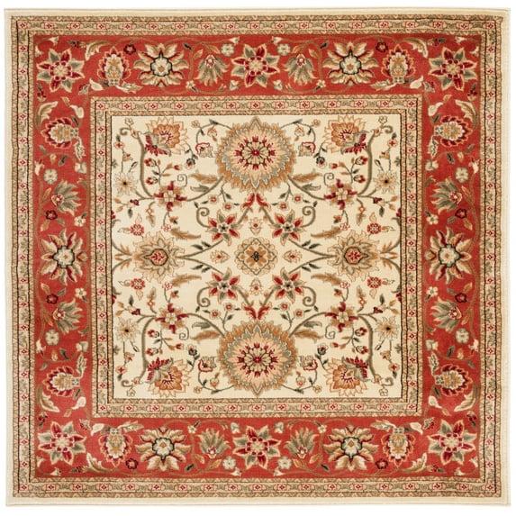 SAFAVIEH Lyndhurst Victoria Floral Area Rug, Ivory/Rust, 3'3" x 3'3" Square