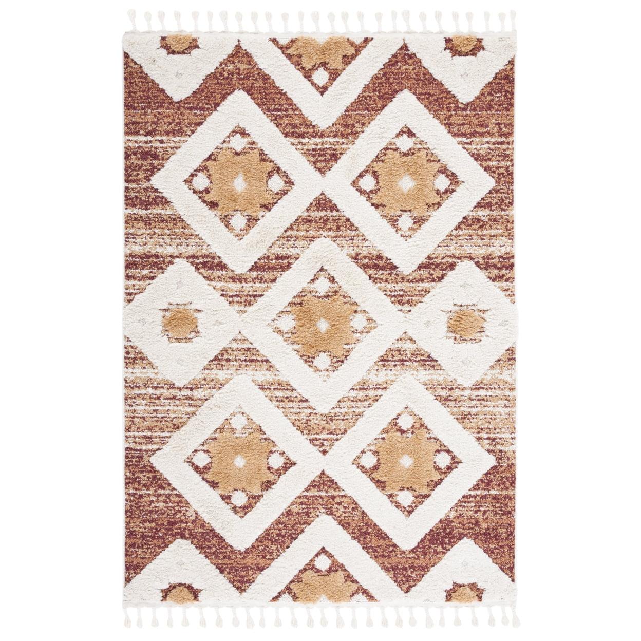 Moroccan Tassel Shag MTS664 Power Loomed Indoor Accent Rug - Rust/Ivory - 3'x5' - Safavieh