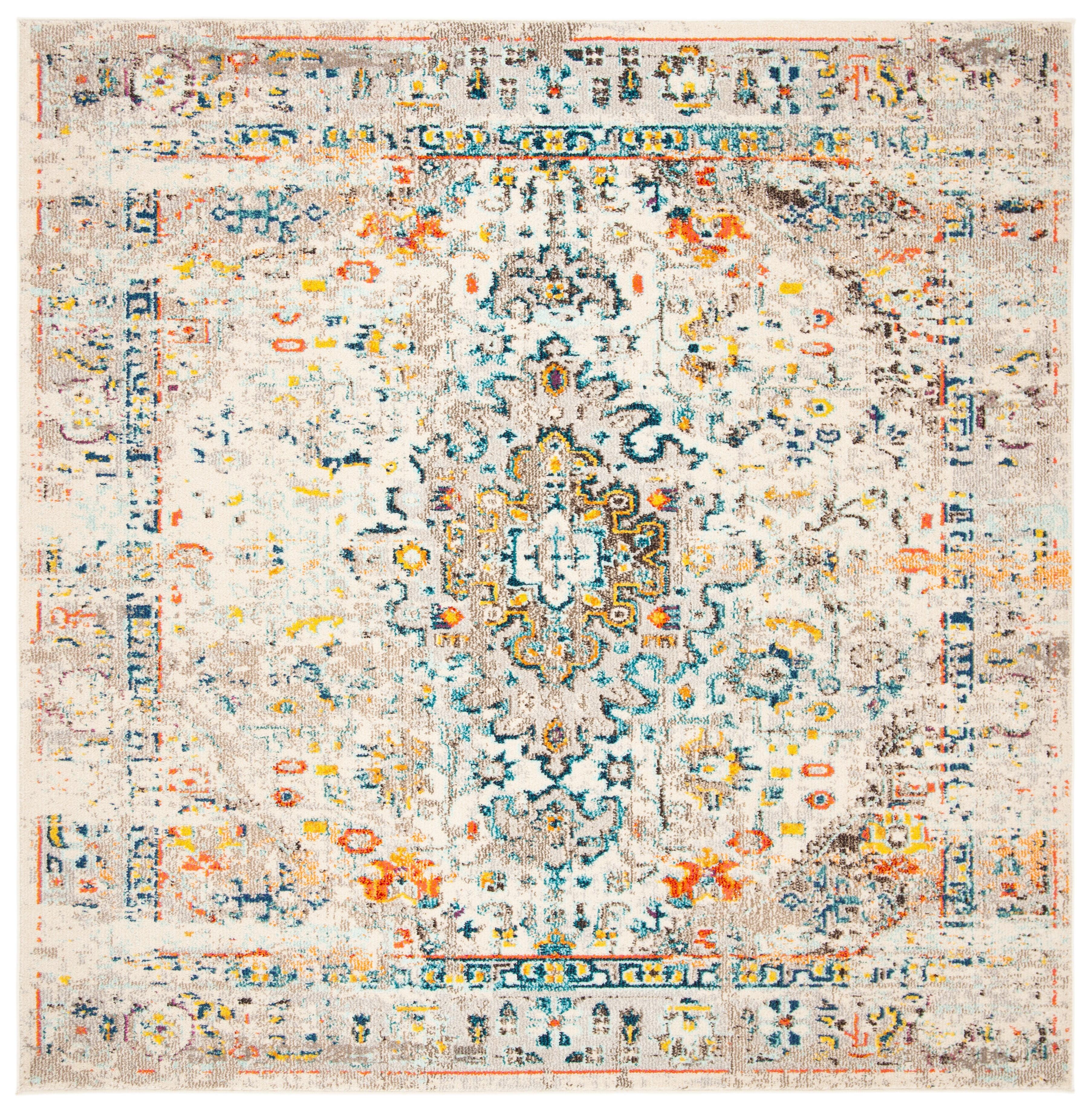SAFAVIEH Madison Alys Vintage Traditional Area Rug, Cream/Blue, 11' x 11' Square