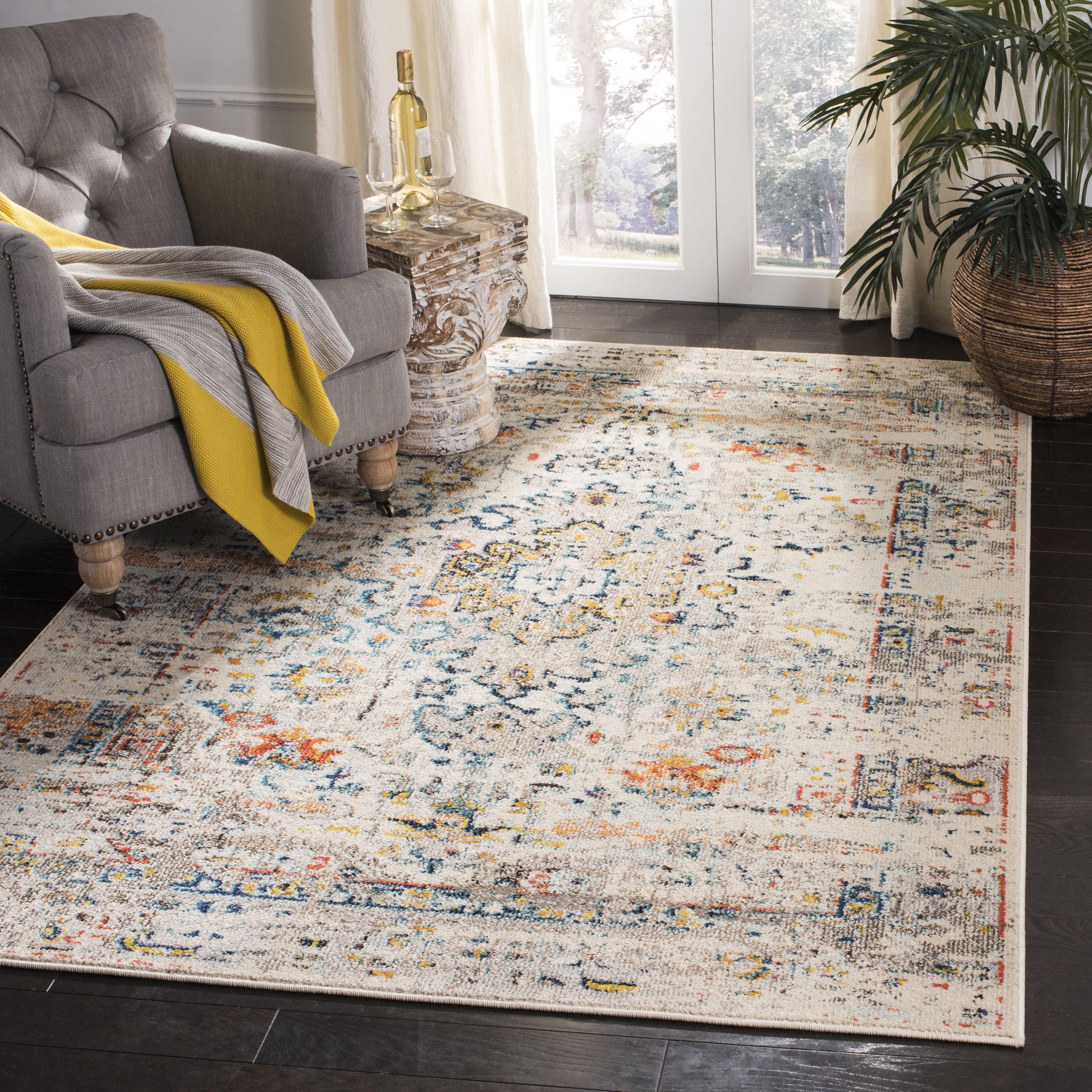 Madison MAD474 Power Loomed Indoor Area Rug - Cream/Blue - 8'x10' - Safavieh