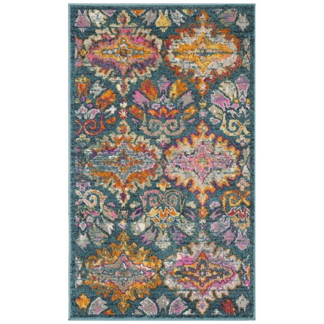 Madison MAD144 Power Loomed Indoor Accent Rug - Blue/Orange - 3'x5' - Safavieh.