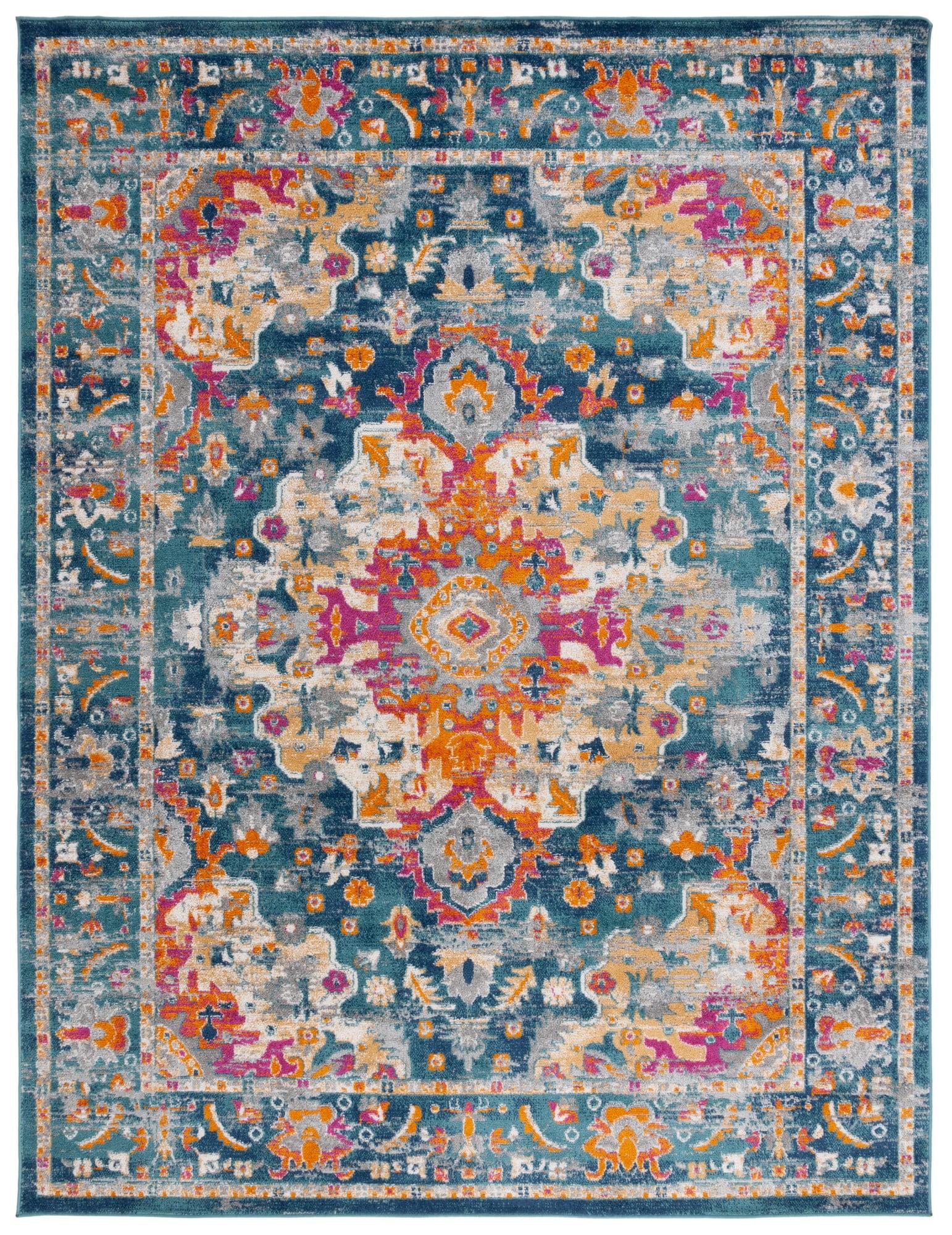 SAFAVIEH Madison Caden Floral Bordered Area Rug, Teal/Fuchsia, 8' x 10'